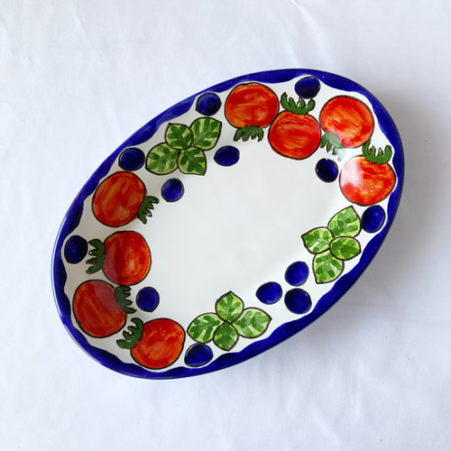 オーバル皿 26cm OVL061 野菜 マヨリカ焼き イタリア陶器 長皿