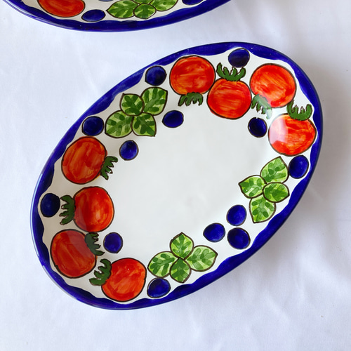 オーバル皿 26cm OVL061 野菜 マヨリカ焼き イタリア陶器 長皿