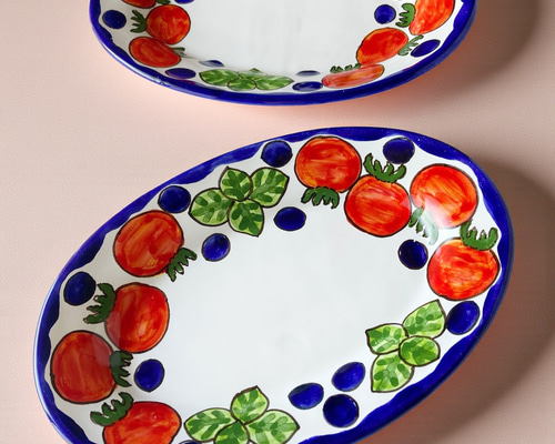 オーバル皿 26cm OVL061 野菜 マヨリカ焼き イタリア陶器 長皿