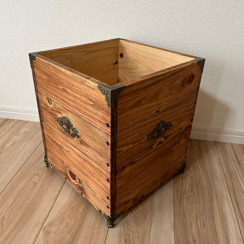 プランターカバー(木製) M サイズ(7号〜8号鉢用) アンティーク仕様