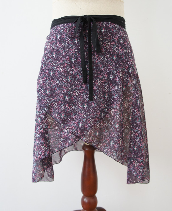 バレエ　ラップスカート[ナイトガーデン・バイオレット45-102] W156NightGardenViolet 1枚目の画像