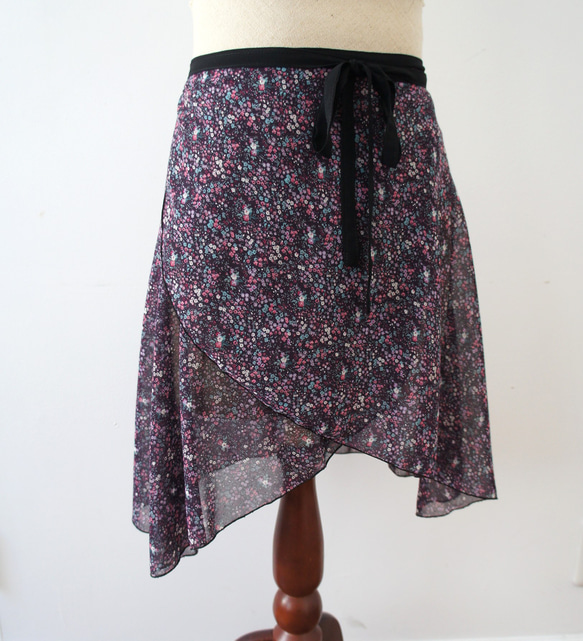 バレエ　ラップスカート[ナイトガーデン・バイオレット45-102] W156NightGardenViolet 6枚目の画像