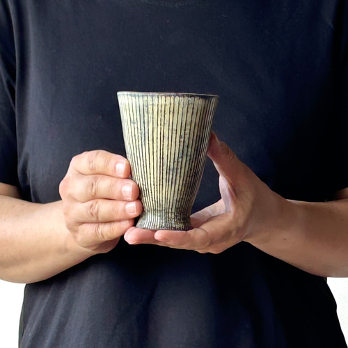 ストライプタンブラー 陶器 コーヒー 酒器 ビアグラス・ジョッキ しも 