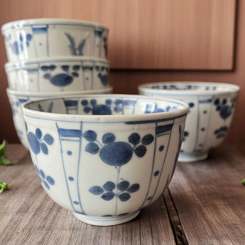 古伊万里染付芙蓉手向付5客 お椀・ボウル・鉢 antique art