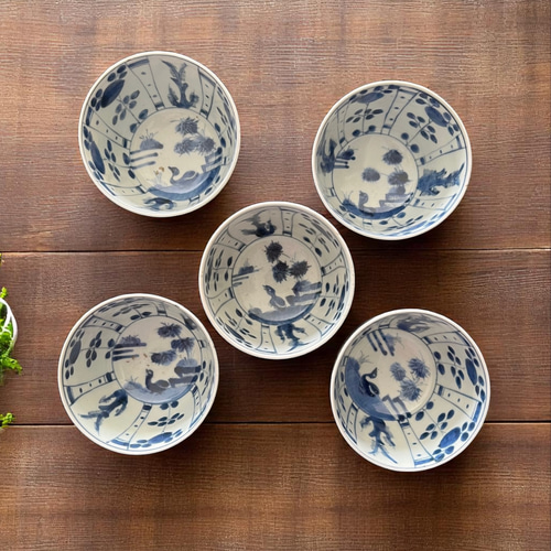 古伊万里染付芙蓉手向付5客 お椀・ボウル・鉢 antique art nozomi