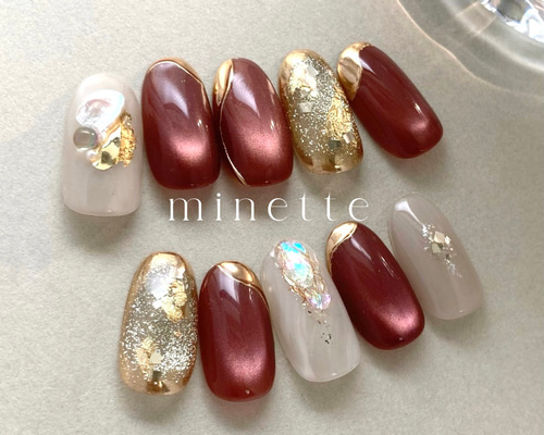 ネイルチップ　ニュアンスネイル　マグネット　ブライダルネイル　結婚式ネイル 237b8caaa580a302b657d95f4e2e49