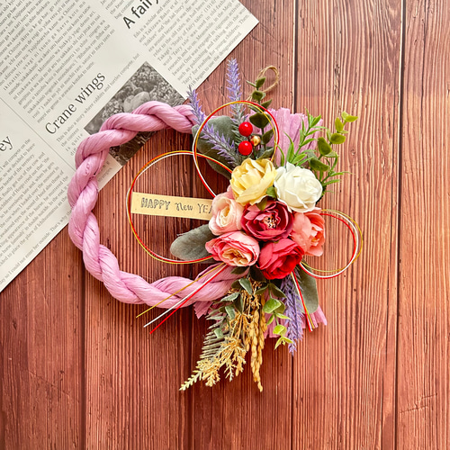 ◆2025年◇しめ縄リース◇グレーカラー◆ナチュラル◆ しめ飾り 日本製 しめ縄 おしゃれ ドライフラワー 2025年 ナチュラル