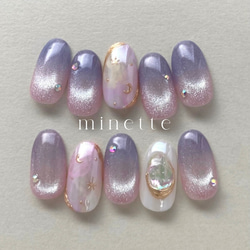 パープルグレーニュアンスマグネットネイル 冬 前撮り ブライダル