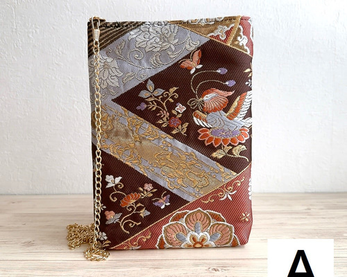 ◇30%OFF◇絹の帯からスマホショルダー 花喰い鳥文 帯リメイク277