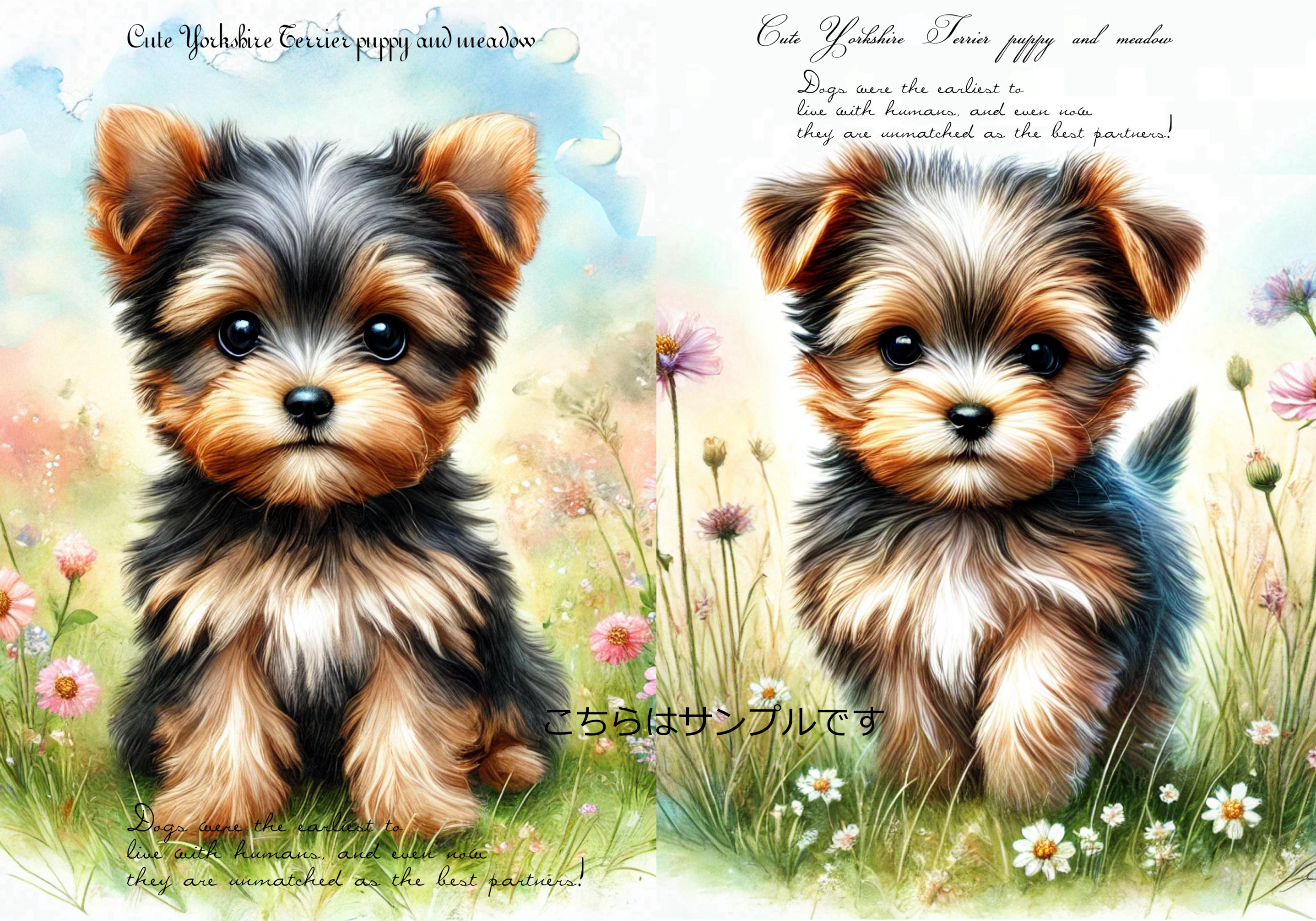 オリジナル 生地 ブロックデザイン パネル生地 犬 犬柄 ヨーキー  