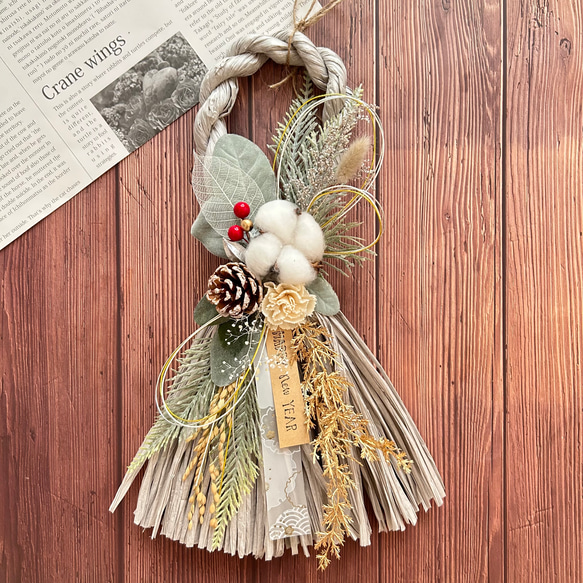 お早めに！しめ縄リース ※ナチュラルグリーン※ グリーンナチュラルしめ縄リース