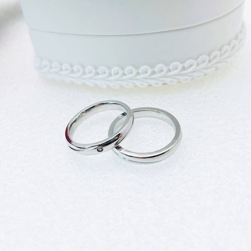 ケース付】結婚指輪 ＊ シンプルなウェーブライン ペアリング マリッジ 