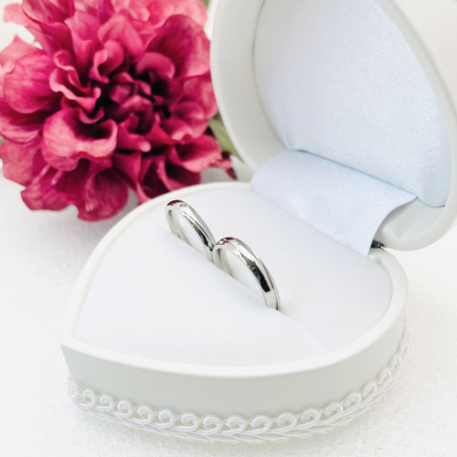 ケース付】結婚指輪 ＊ シンプルなウェーブライン ペアリング マリッジ 