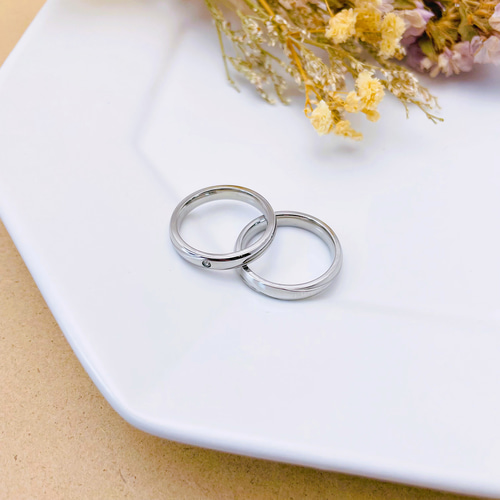 ケース付】結婚指輪 ＊ シンプルなウェーブライン ペアリング マリッジ 