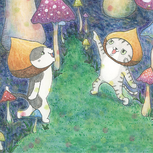 淡い幻想きのこの水彩(原画) 淡い幻想きのこの水彩(原画) 淡い幻想きのこの水彩(原画)