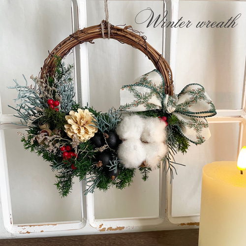 魔女の棲む森 ～berry berry～】ドライフラワー クリスマスリース