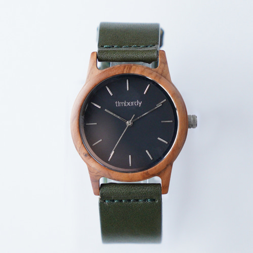 木製腕時計 木 オリーブの木 ペアウォッチ timberdy black2.0
