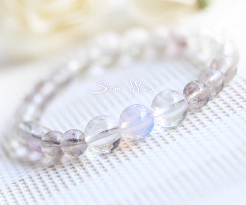 希少 スコロライト＆虹入スタームーンクォーツ ブレスレット天然石