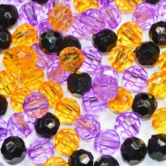 ハロウィンカラー ミックス アクリル製 ラウンドカット 約6mm弱 ビーズ 5グラム入り CT031 1枚目の画像