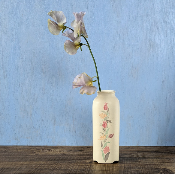 チューリップの白花瓶【願いのはな花シリーズ】 一輪挿し・花瓶