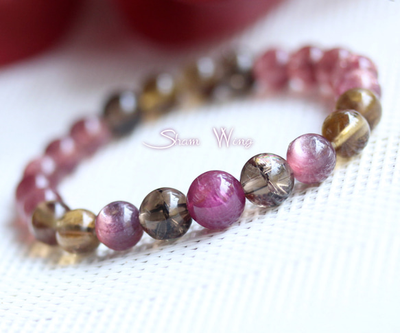 ピンクトルマリン＆パープルマイカ ブレスレット 秋色✿天然石