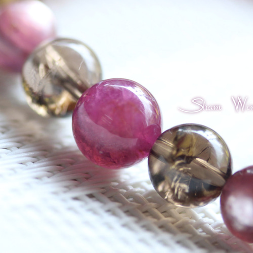 ピンクトルマリン＆パープルマイカ ブレスレット 秋色✿天然石