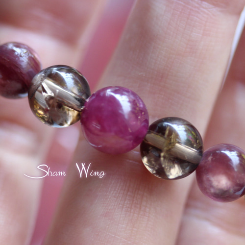 ピンクトルマリン＆パープルマイカ ブレスレット 秋色✿天然石