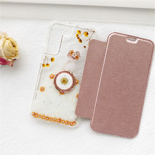 iPhone16e/16Pro/16Plus/16ProMax 押し花スマホケース iPhone