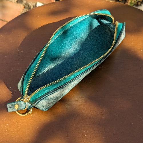 本革 レザー ペンケース ターコイズブルー スモールサイズ ペンケース