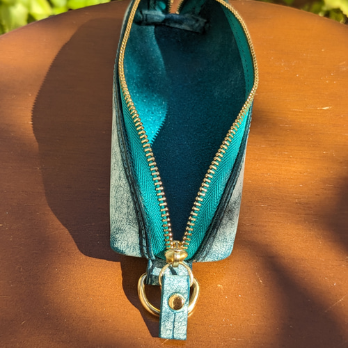 本革 レザー ペンケース ターコイズブルー スモールサイズ ペンケース