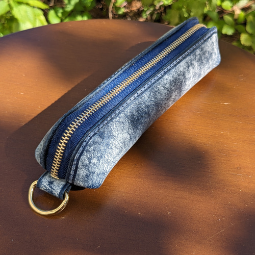 本革 レザー ペンケース ネイビー スモールサイズ ペンケース アトリエ