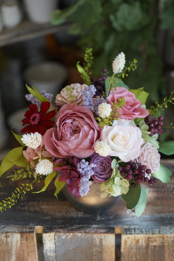 くすみピンクローズのアレンジ～プリザーブドフラワー～ プリザーブド