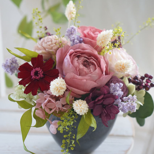 くすみピンクローズのアレンジ～プリザーブドフラワー～ プリザーブド