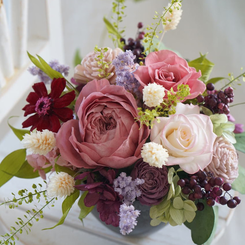 くすみピンクローズのアレンジ～プリザーブドフラワー～ プリザーブド