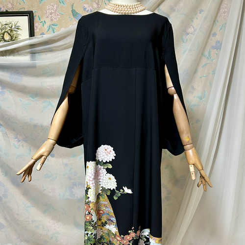 たけ様 ケープスリーブドレス カスタムオーダー 黒留袖 ハンドメイド