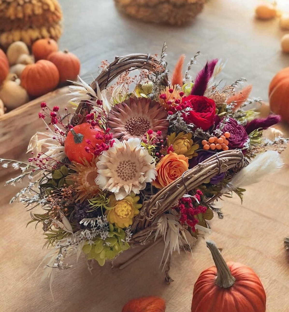 りさ　オルゴナイト　ハロウィンでか耳くま　オレンジプリザードフラワー薔薇 ハロウィン ベアー プリザーブドフラワーギフト・花の通販