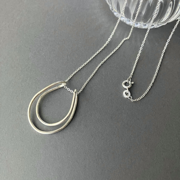 コーデのアクセントに＊ニュアンスフープのロングネックレス　75cmチェーン　silver925 6枚目の画像