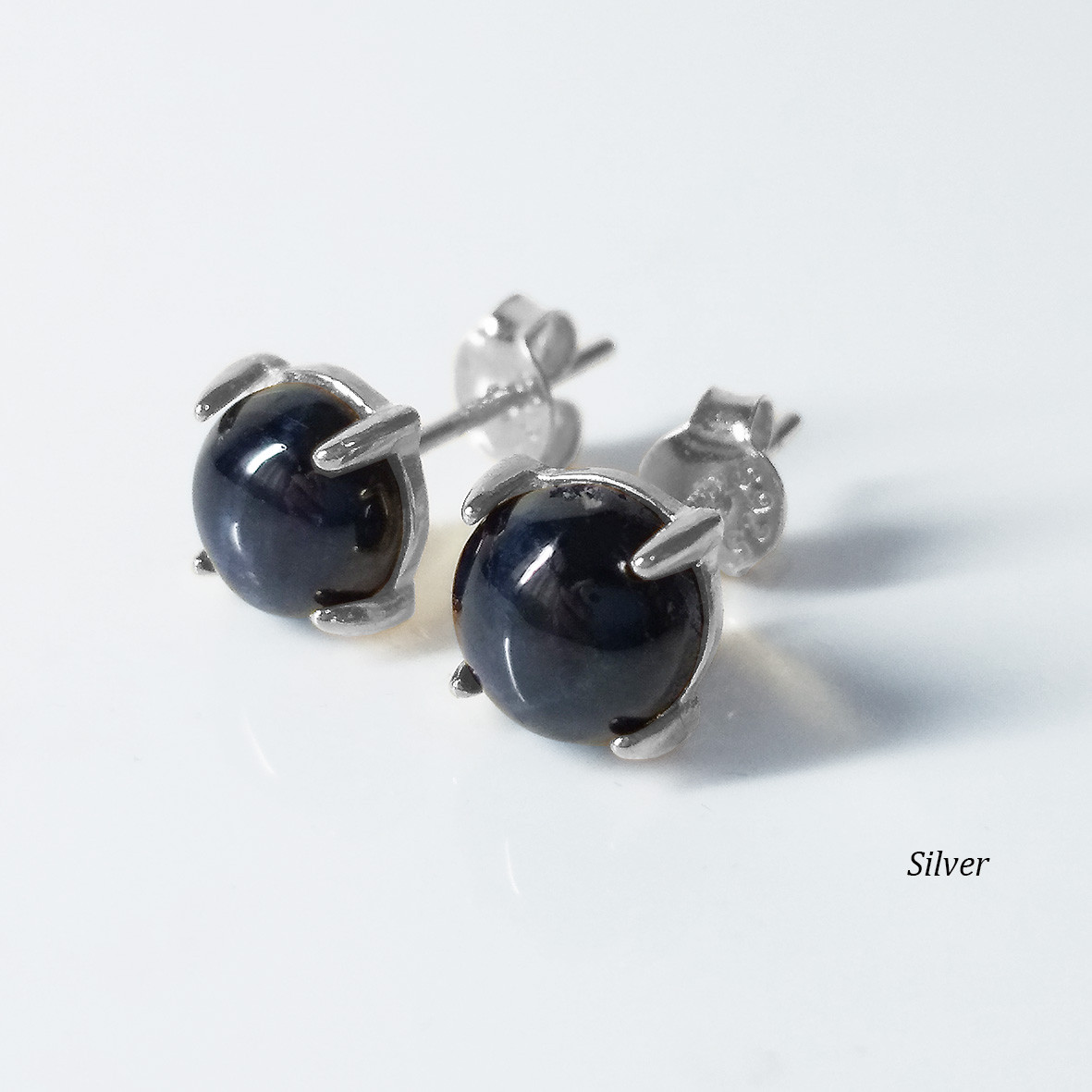 スターサファイア(6mm) ピアス&ネックレス 2点セット　［送料無料］