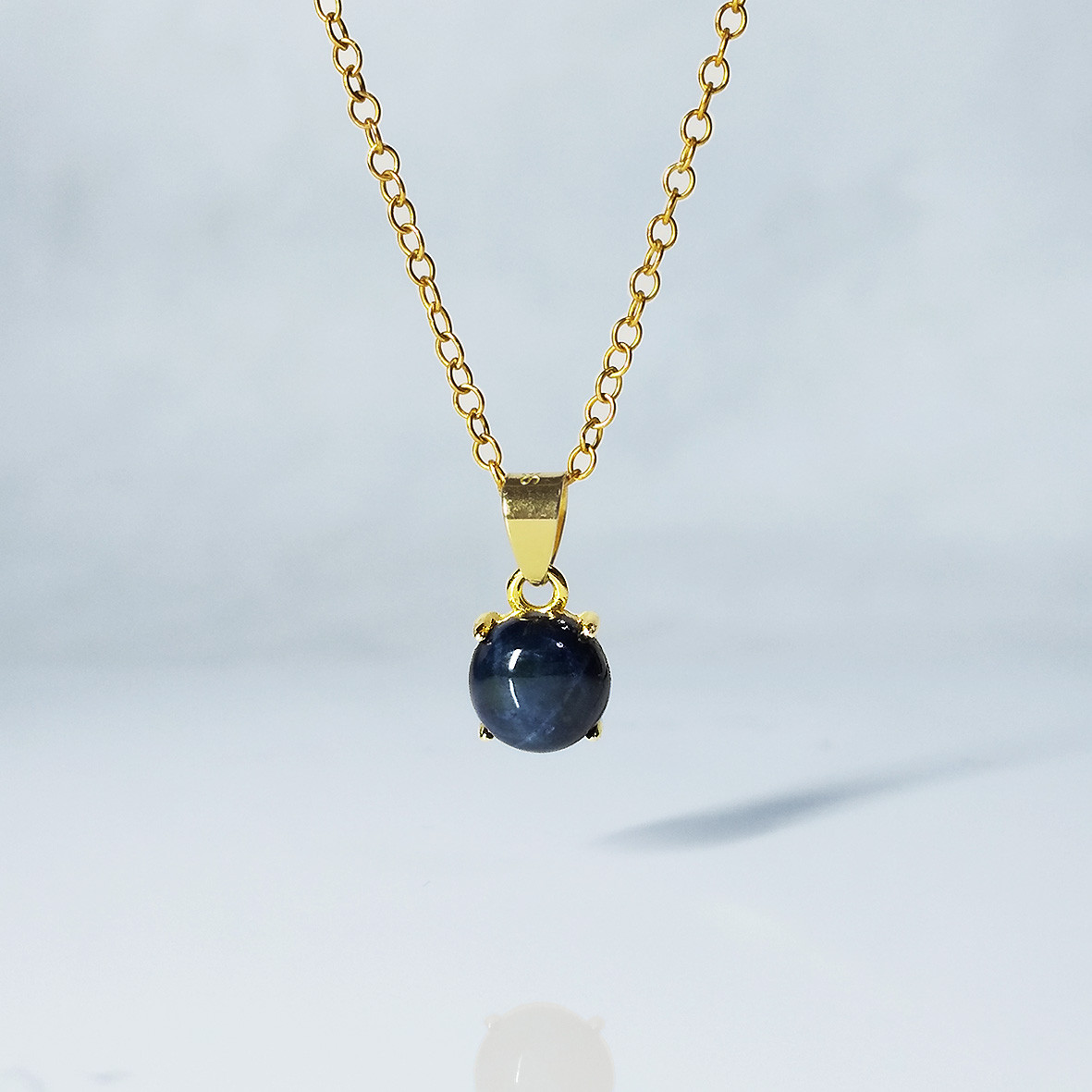 スターサファイア(6mm) ピアス&ネックレス 2点セット　［送料無料］