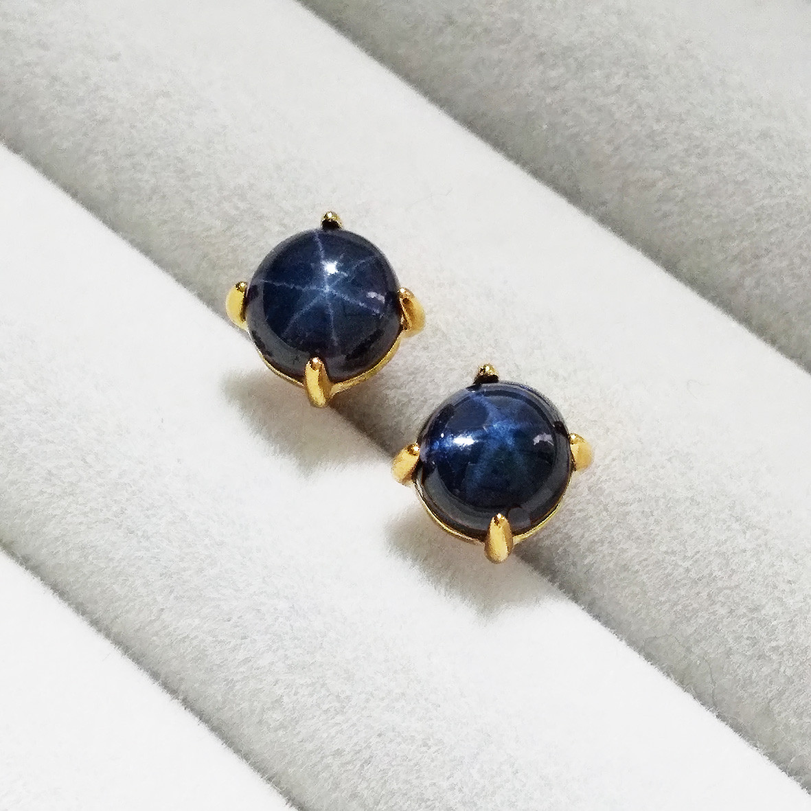 スターサファイア(6mm) ピアス&ネックレス 2点セット　［送料無料］