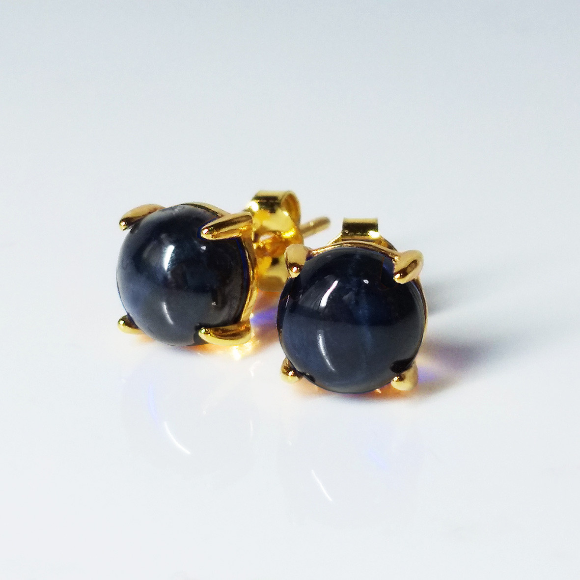 スターサファイア(6mm) ピアス&ネックレス 2点セット　［送料無料］