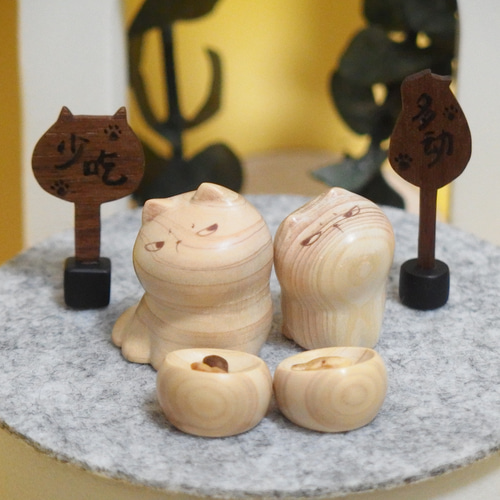 悪顔のねこコンビ 木彫るねこ 彫刻 ネコおるA&T 通販 18241724