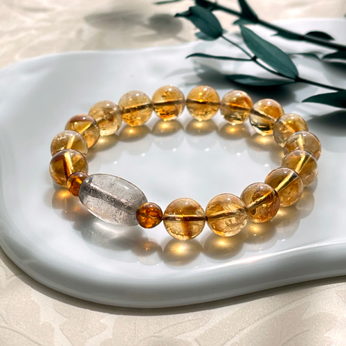 ヒマラヤ ガウリシャンカール産スモーキークォーツ&シトリンブレス