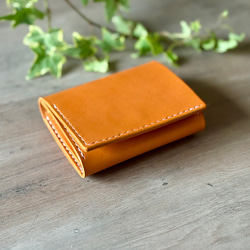 国産レザー使用　レジ前でスムーズなお支払い　ふたつ折り財布　小さい財布  コンパクト財布 10枚目の画像