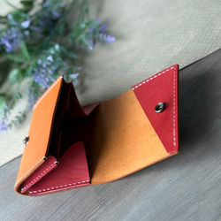 国産レザー使用　レジ前でスムーズなお支払い　ふたつ折り財布　小さい財布  コンパクト財布 11枚目の画像