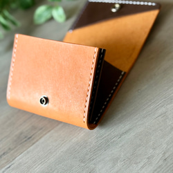 国産レザー使用　レジ前でスムーズなお支払い　ふたつ折り財布　小さい財布  コンパクト財布 12枚目の画像