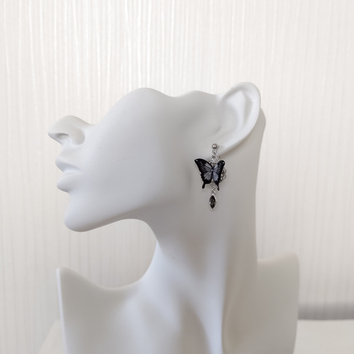 オオルリアゲハ ブラック 羽ばたく蝶々 黒い蝶。ブラックバタフライ 
