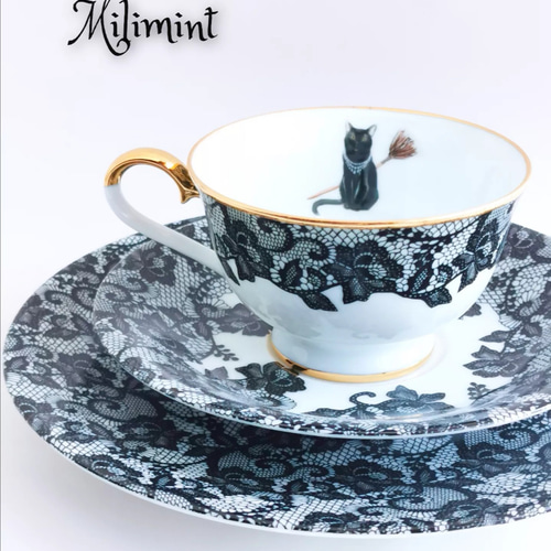 猫型ティーセット カップセット 陶器製 5点セット