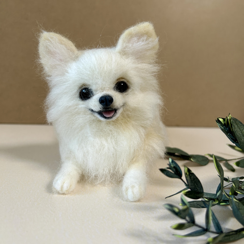 羊毛フェルト　チワワ 白チワワ 羊毛フェルト 羊毛フェルト モカ＆ラテ 通販 15791760