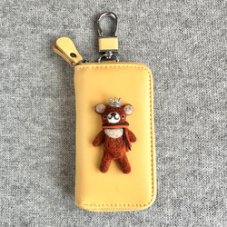 新モデル『KUMAWN/クマウン』カードポケット2個付き 便利なキーケース・牛革・多機能・スマートキー《たまごいろ》 9枚目の画像